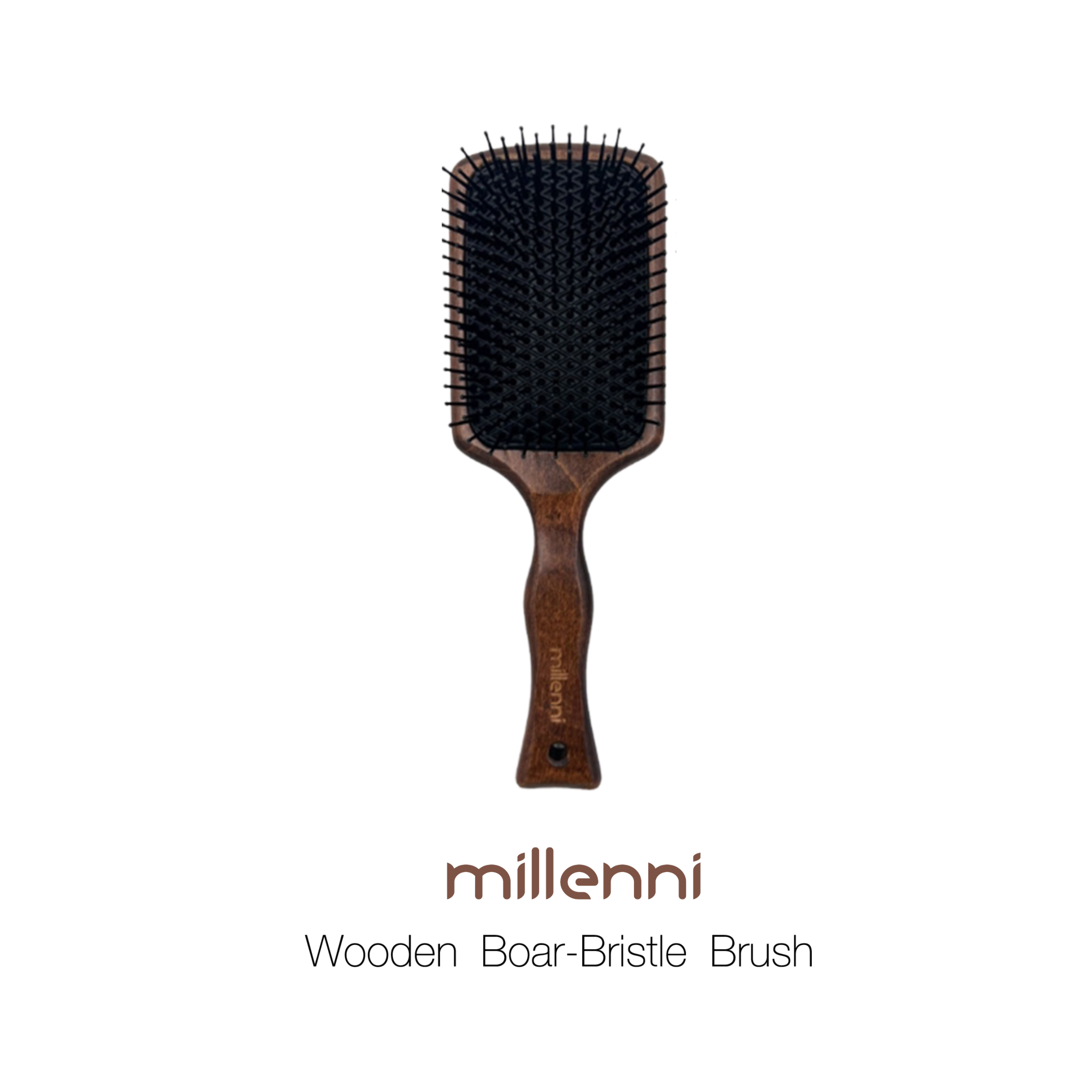 หวีพรีเมียม Millenni Wooden Boar-Bristle Brush หวีไม้ ขนหมูป่า บำรุงผม เงางาม ลดชี้ฟู