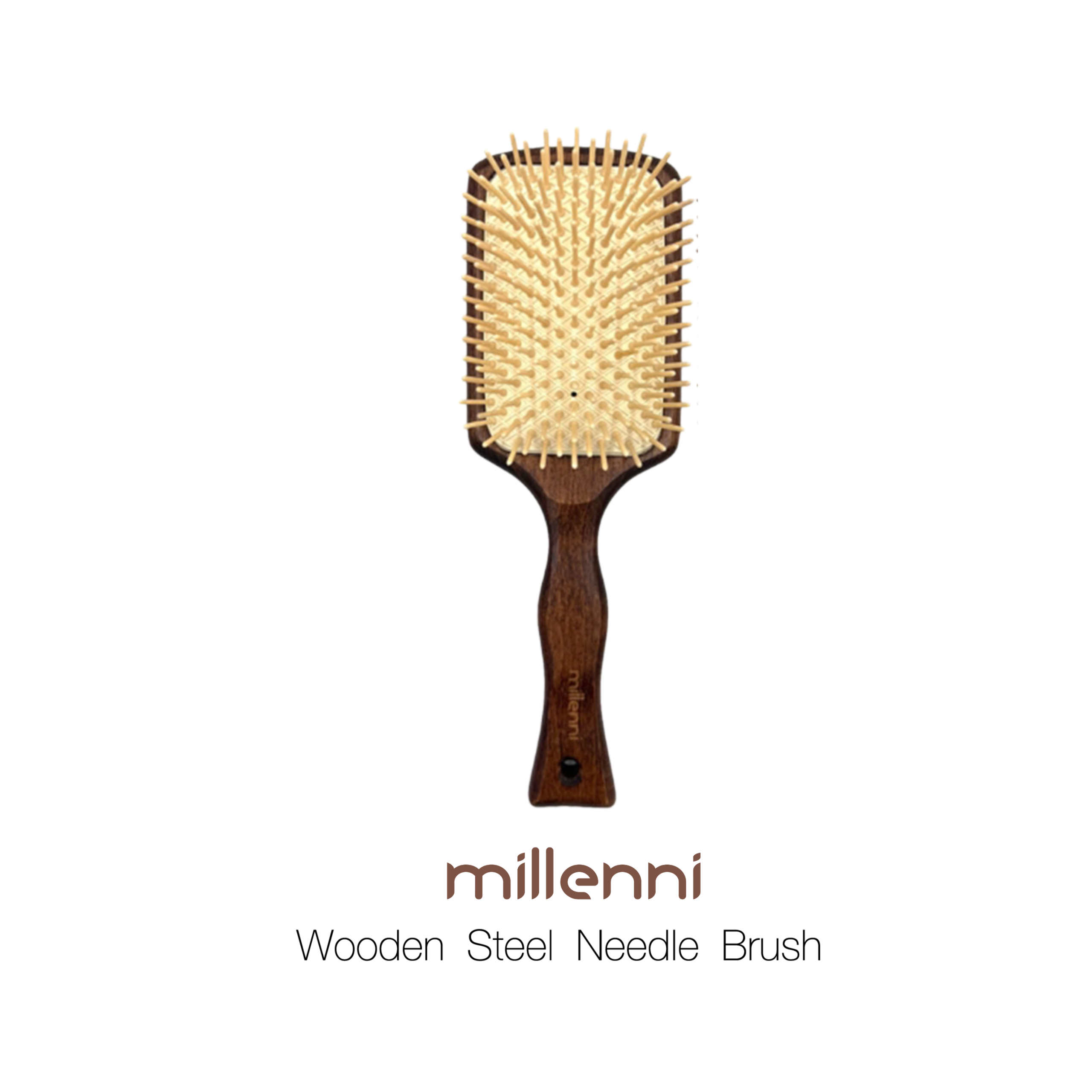 หวีพรีเมียม Millenni Wooden Steel Needle Brush หวีไม้ ซี่โลหะ แข็งแรง สางผมหนา ลดปัญหาผมพันกัน