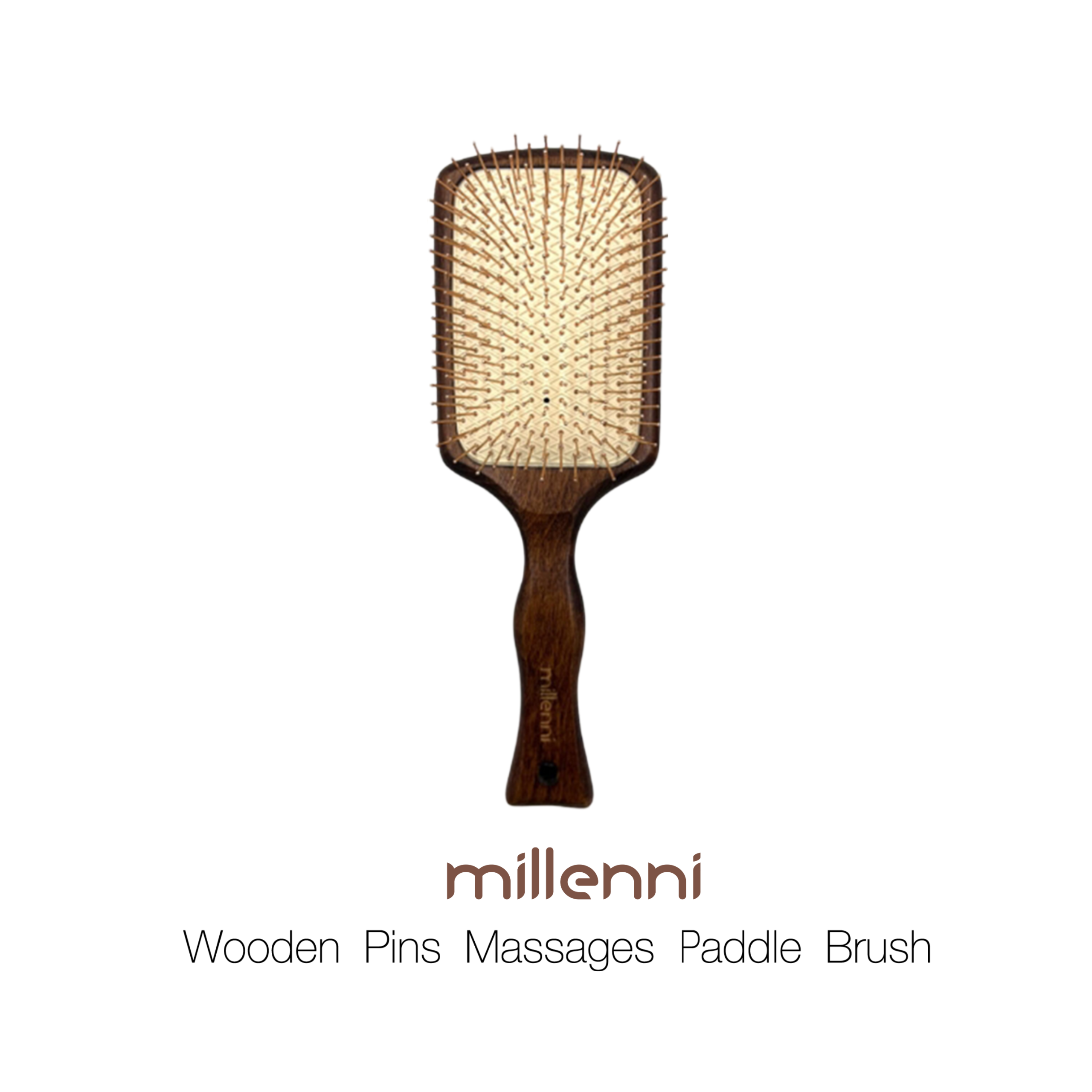 หวีพรีเมียม Millenni Wooden Pins Massage Paddle Brush หวีไม้ หมุดไม้ นวดศีรษะ ลดผมร่วง