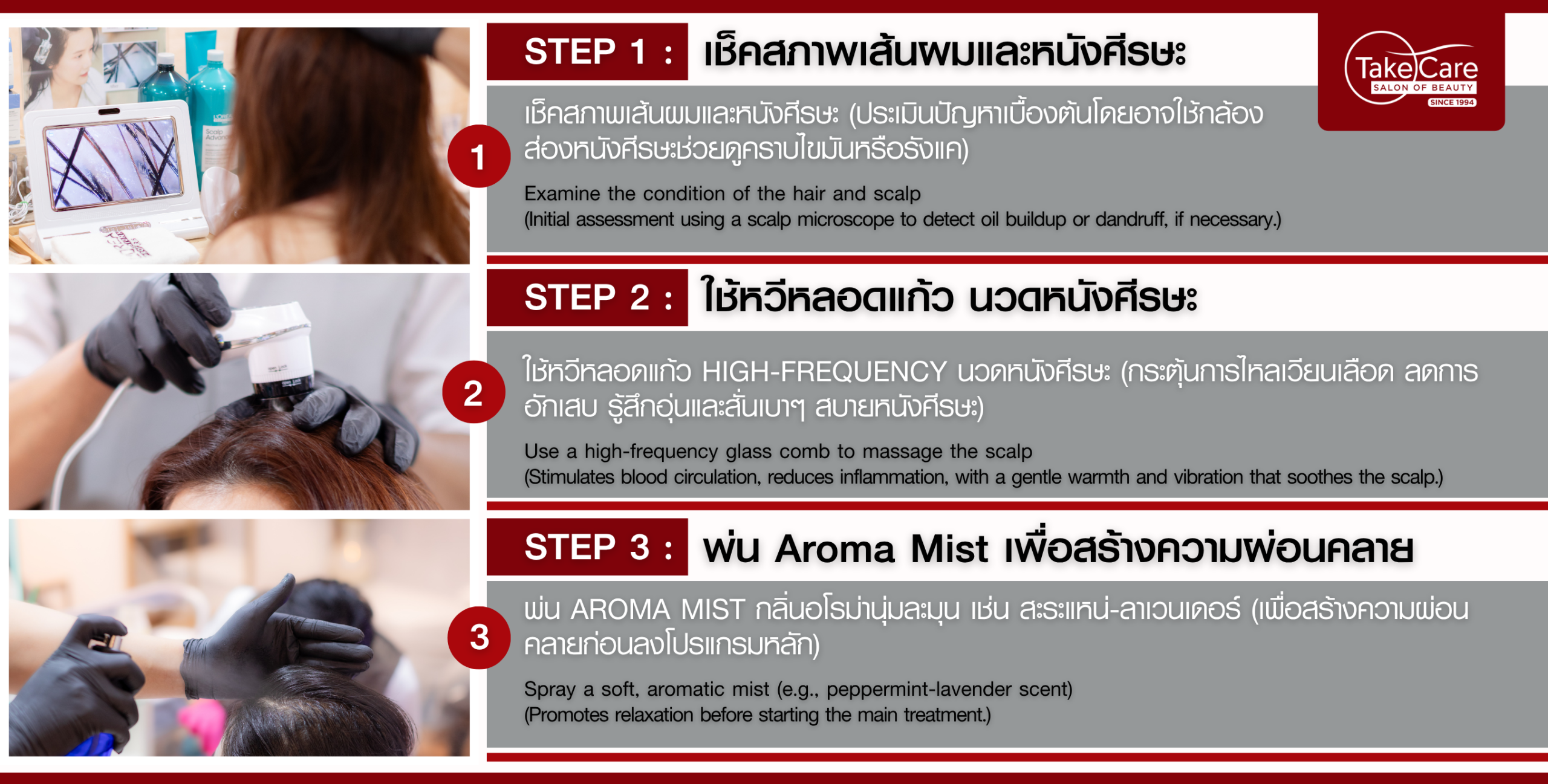 รังแค ผมร่วง ผมมัน ผมบาง? ฟื้นรากผมลึกถึงหนังศีรษะ ที่ Take Care สุขุมวิท 35