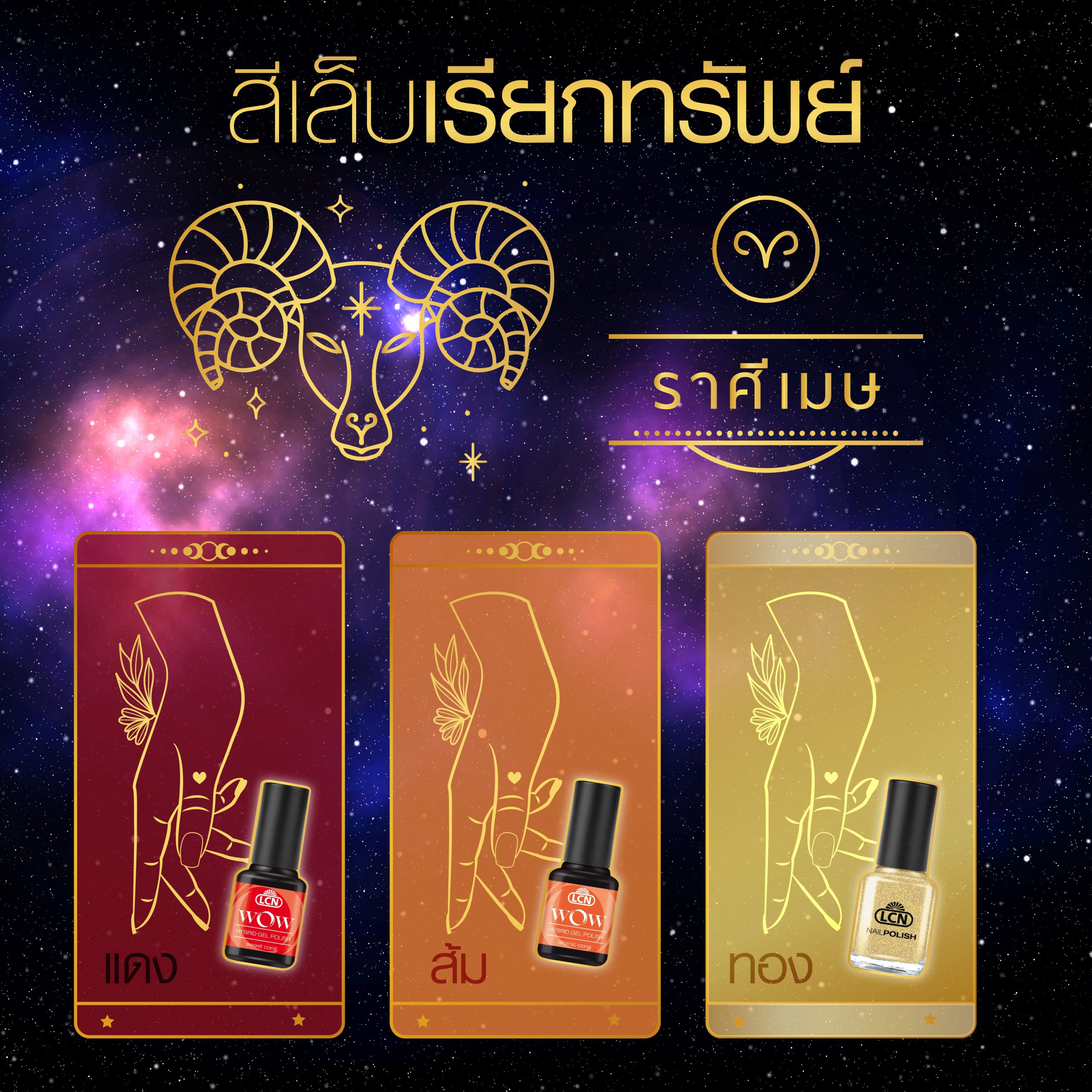 สีเล็บมงคล 12 ราศี ปี 2025