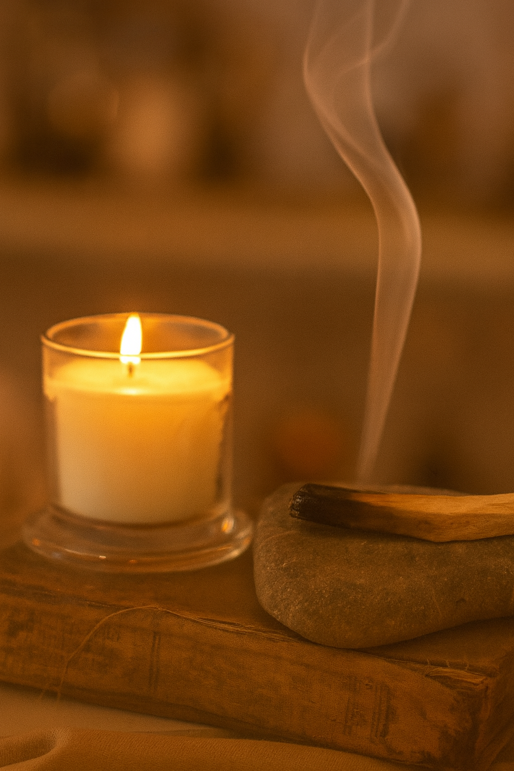 บรรยากาศสปาด้วยเทียนหอมและควันอโรม่า