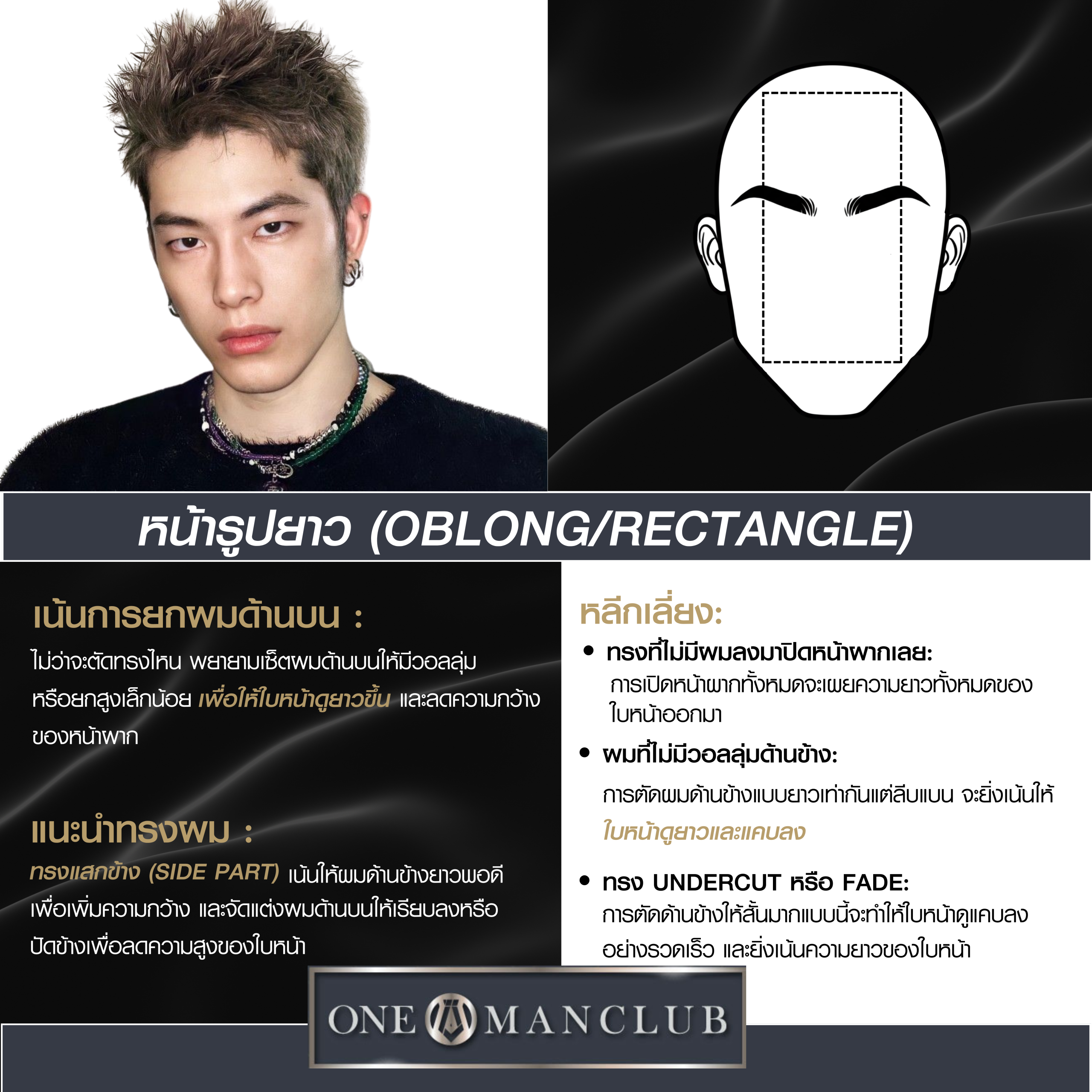 รูปทรงหน้ายาว (Oblong/Rectangle) และทรงผมที่แนะนำ