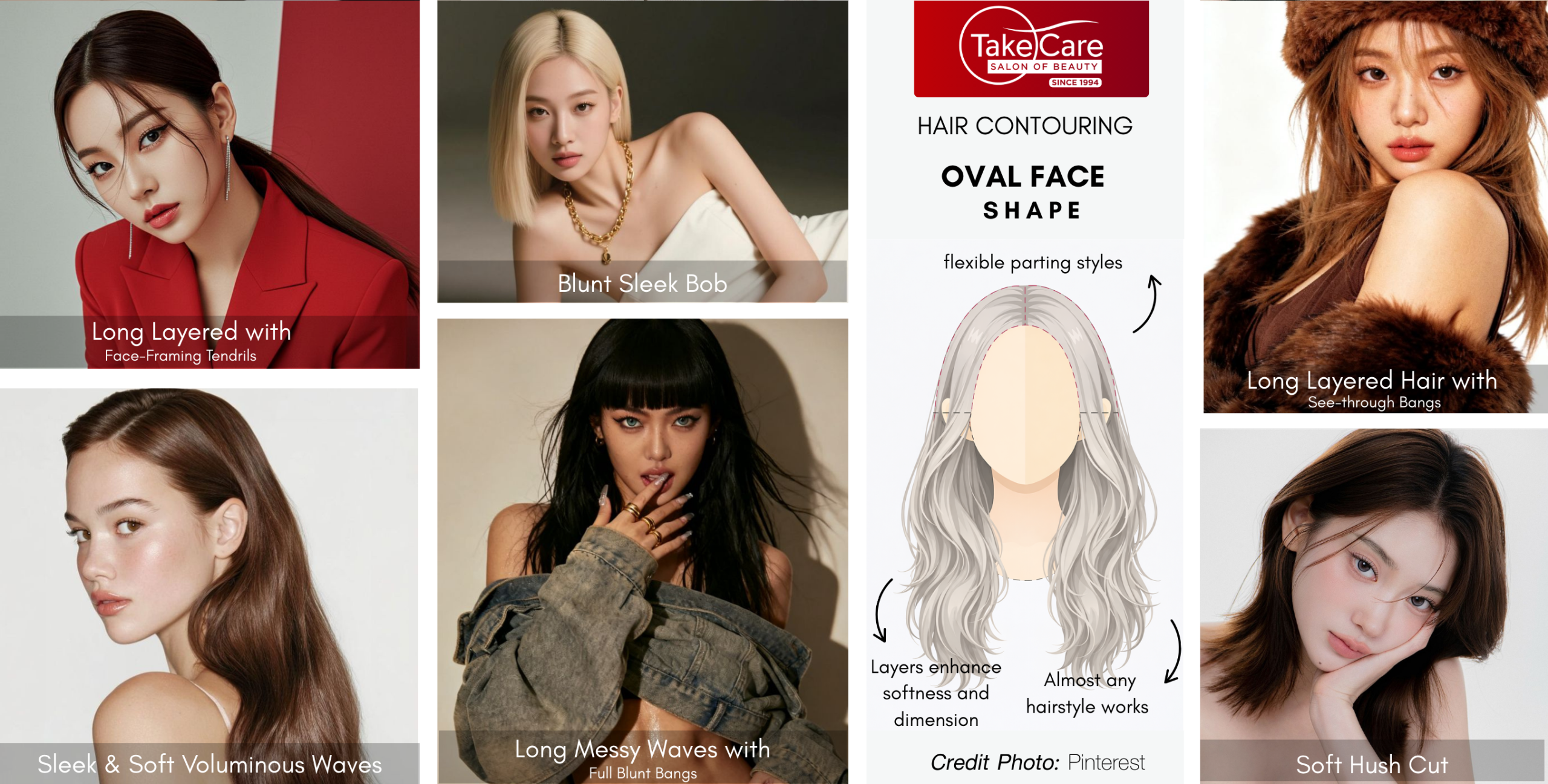 ทรงผมคนหน้าทรงไข่ Oval Face Shape ร้านตัดผม สุขุมวิท ร้านทำผมพรีเมียม Take Care Salon of Beauty